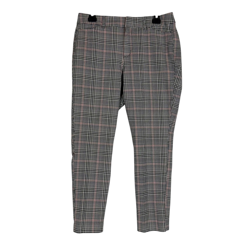 Old Navy Pixie Pants Womens 10 Black Plaid High Rise Ankle Skinny Stretch